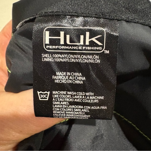 Huk Performance Fishing puffer jacket coat men’s XXL warm lightweight black/neon - Picture 6 of 11